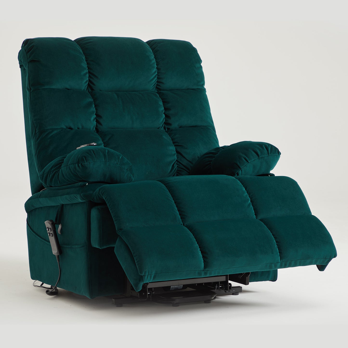 9205 Big Man Recliner - 400 LB Wide Seat Full Lay Flat Infinite Potsitions(Velvet Fabric Dark Green)