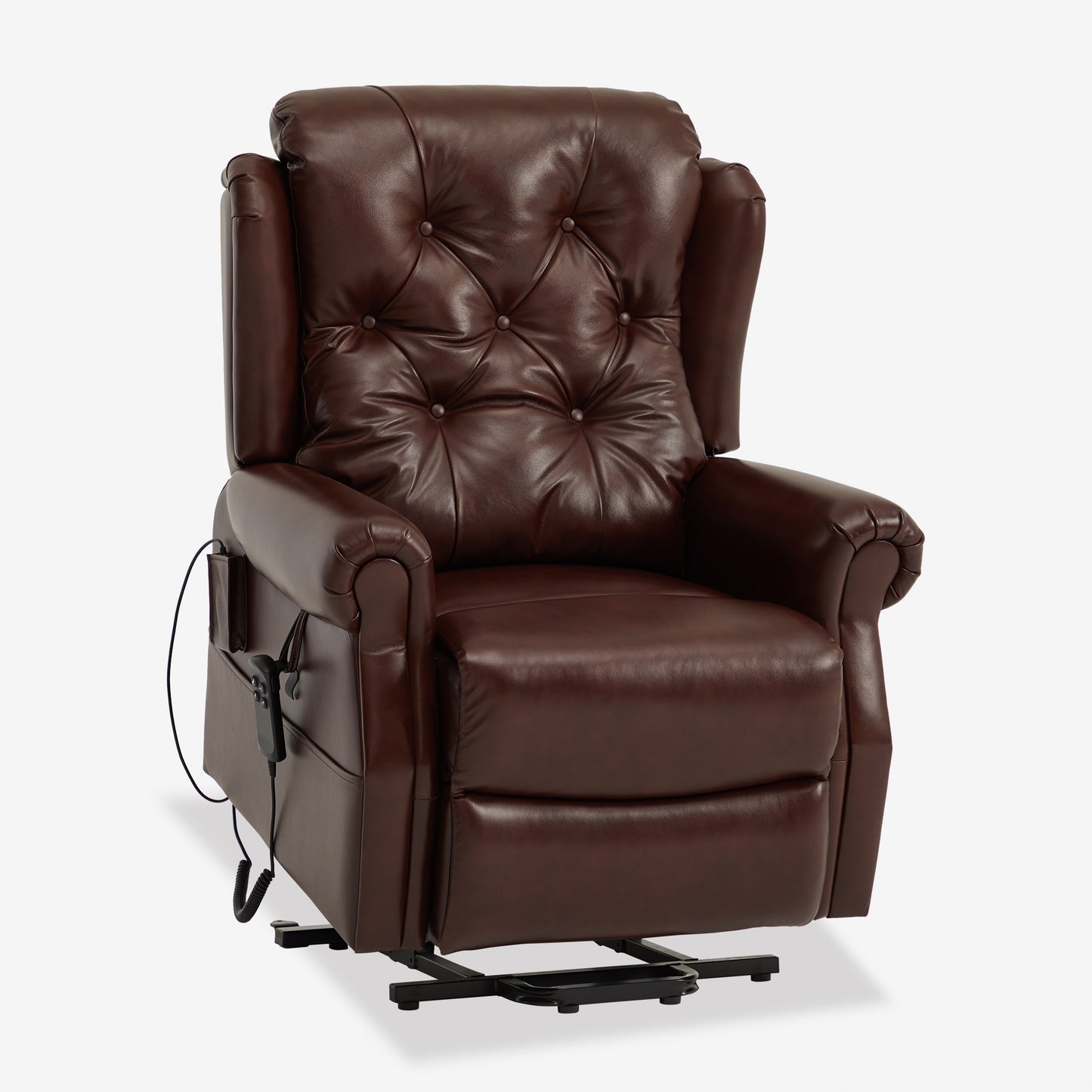 Real Leather Lift Recliner With Lay Flat And Heating Massage