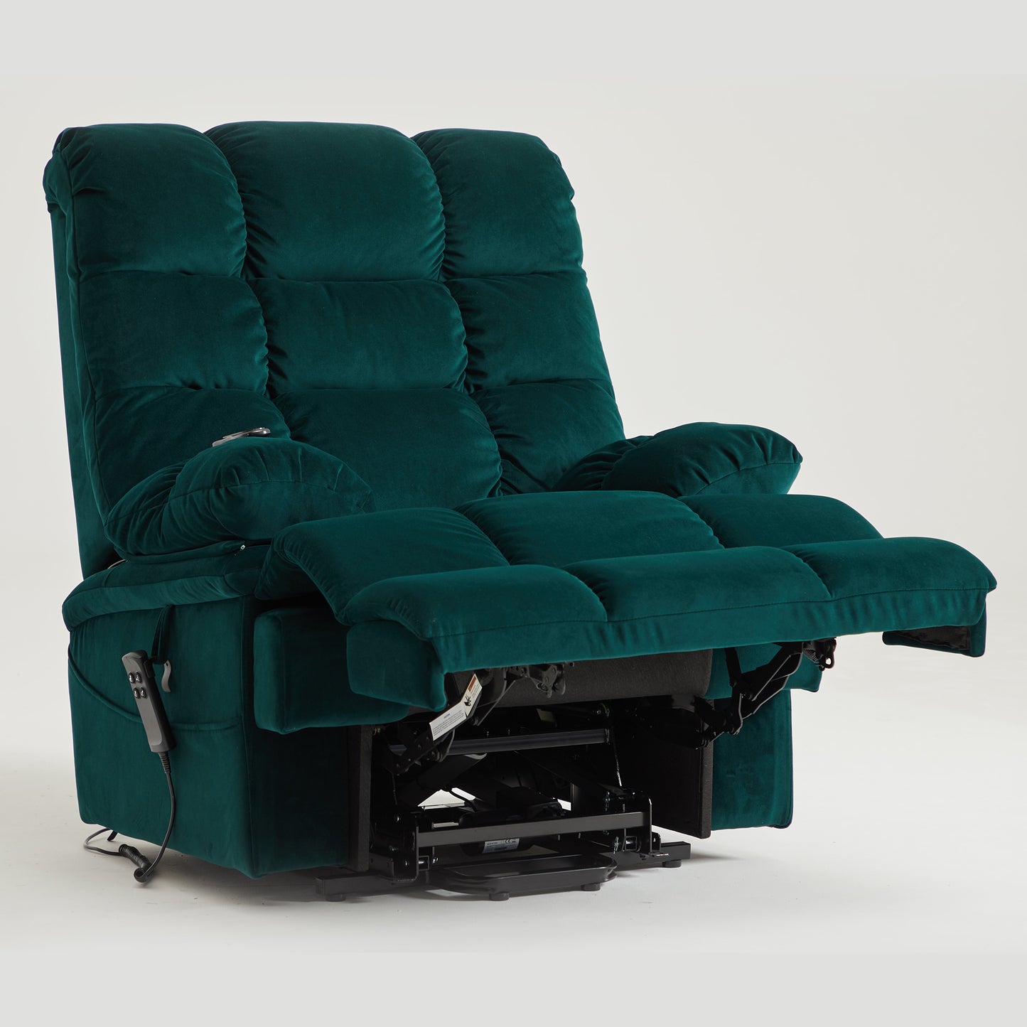 9205 Big Man Recliner - 400 LB Wide Seat Full Lay Flat Infinite Potsitions(Velvet Fabric Dark Green)