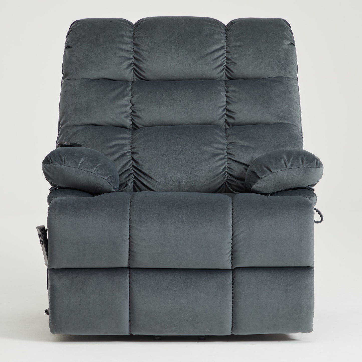 9205 Big Man Recliner - 400 LB Wide Seat Full Lay Flat Infinite Potsitions(Velvet Fabric Dark Gray)