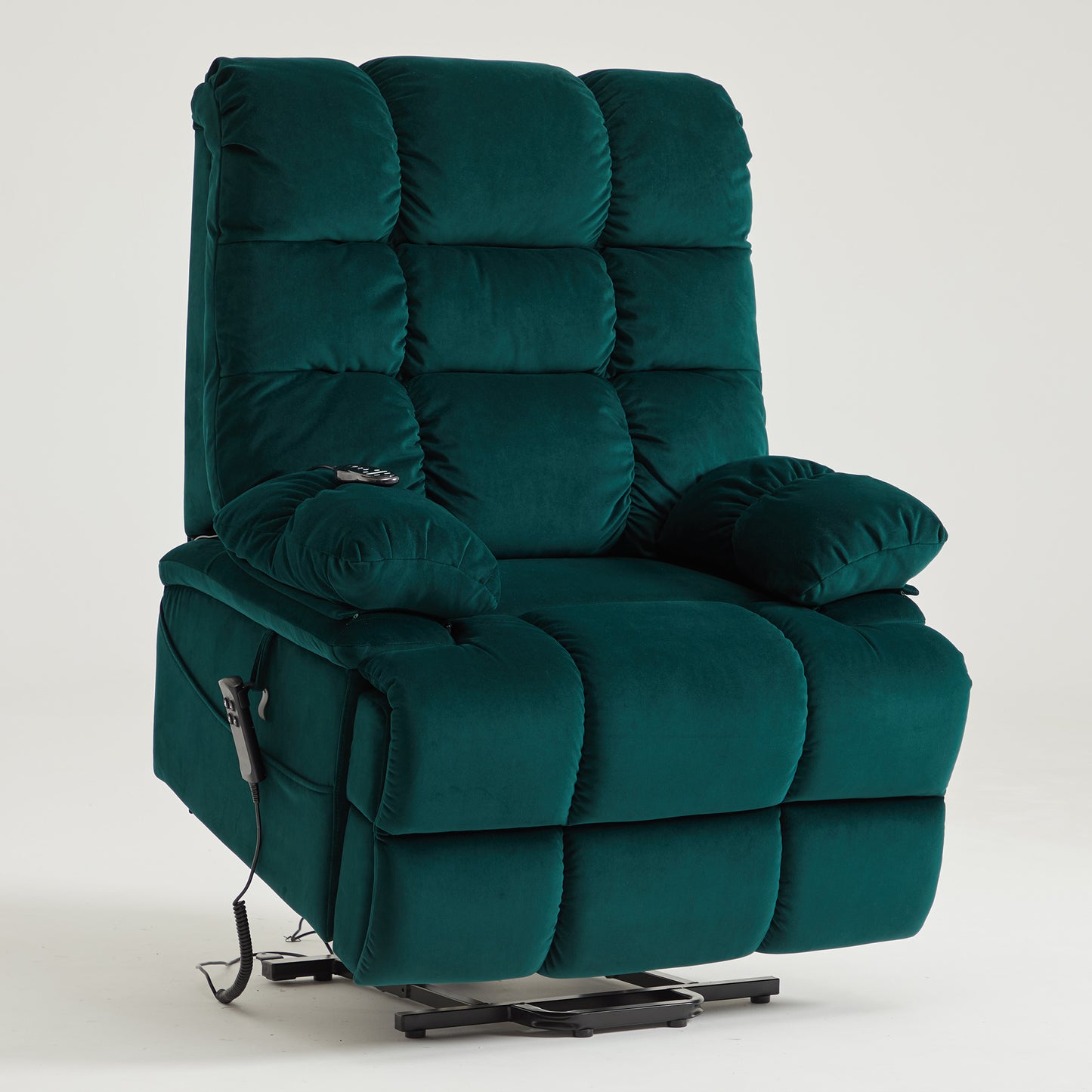 9205 Big Man Recliner - 400 LB Wide Seat Full Lay Flat Infinite Potsitions(Velvet Fabric Dark Green)
