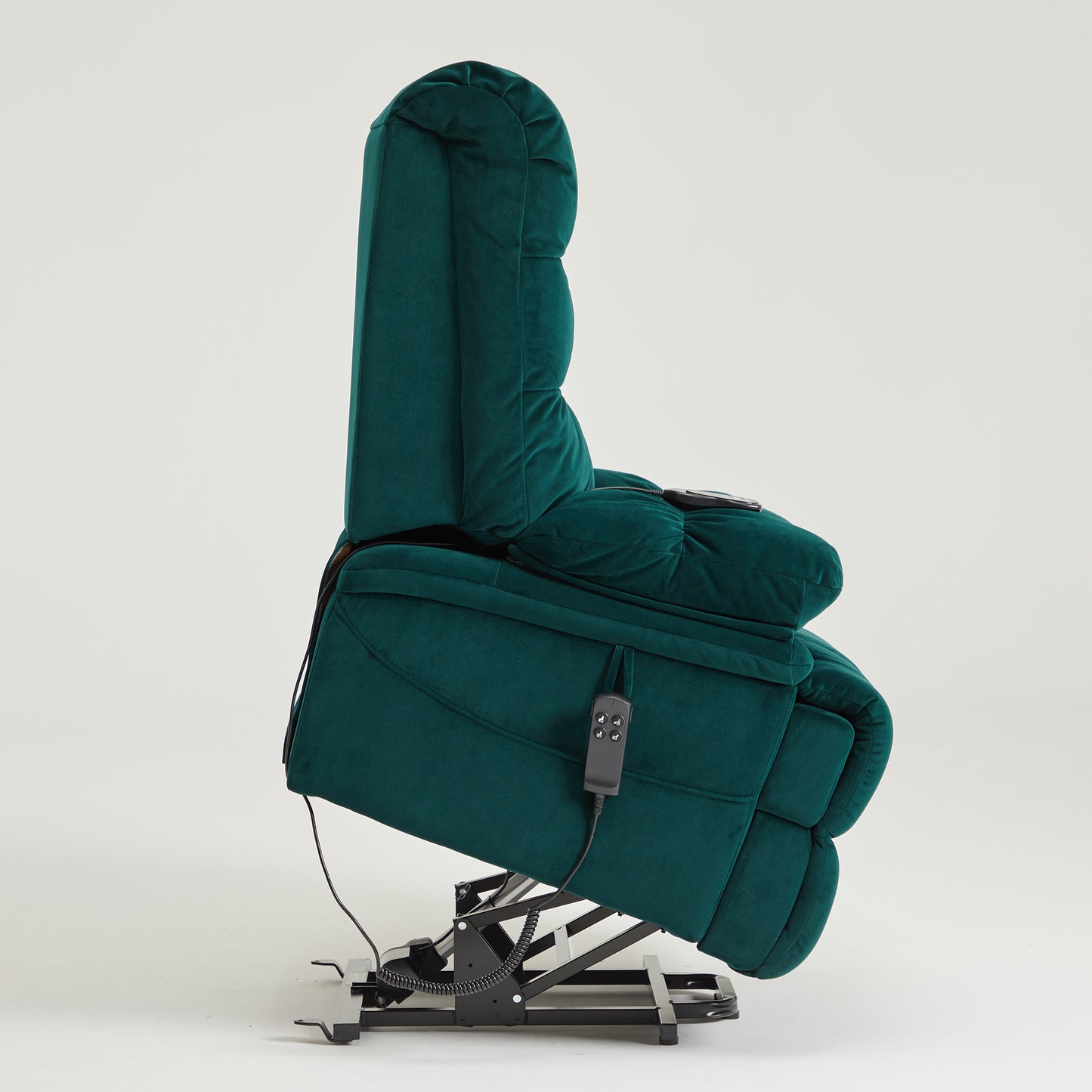 9205 Big Man Recliner - 400 LB Wide Seat Full Lay Flat Infinite Potsitions(Velvet Fabric Dark Green)