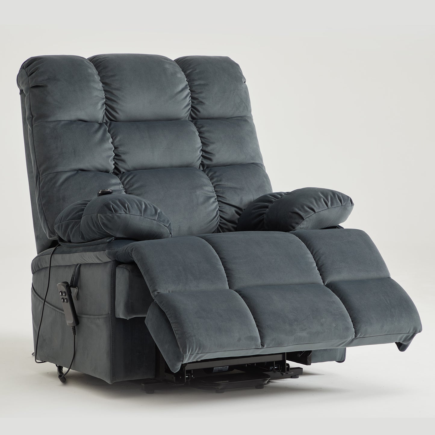 9205 Big Man Recliner - 400 LB Wide Seat Full Lay Flat Infinite Potsitions(Velvet Fabric Dark Gray)