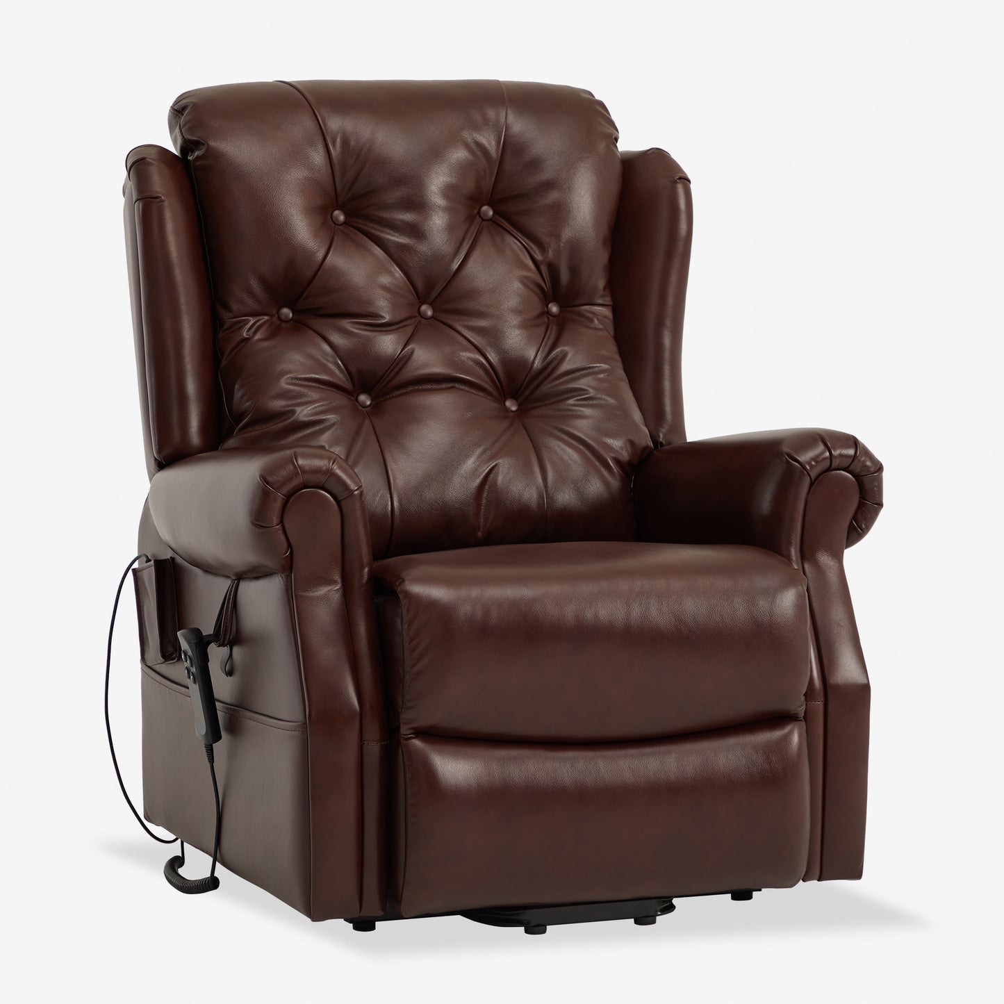 Real Leather Lift Recliner With Lay Flat And Heating Massage