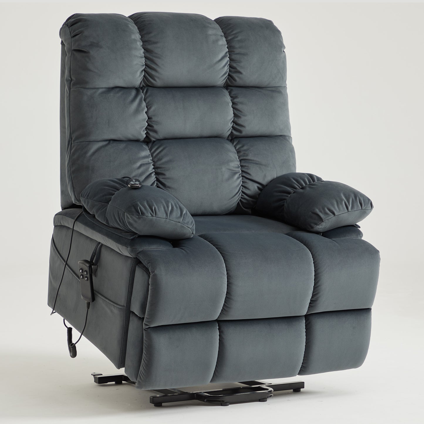 9205 Big Man Recliner - 400 LB Wide Seat Full Lay Flat Infinite Potsitions(Velvet Fabric Dark Gray)