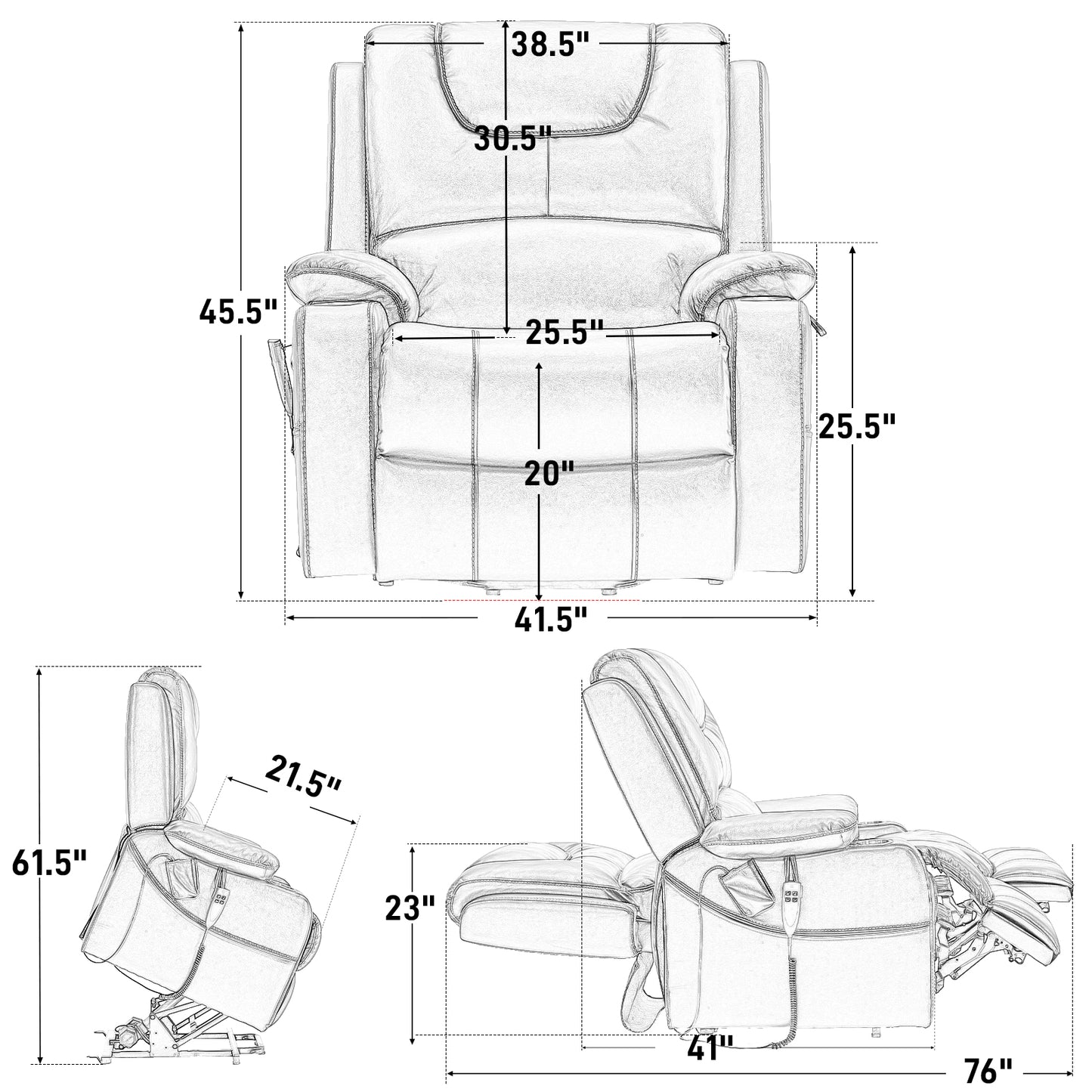 Non-slip Recliner Cover For Leather Recliner (Brown/Gray/Red/White/Light Blue)