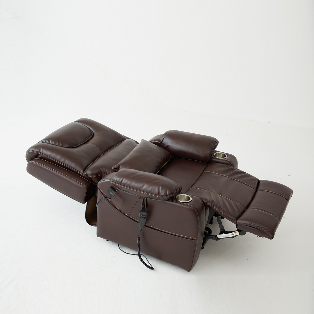 Lay Flat Power Recliner Lift Chair With Heat Massage And Cup Holder