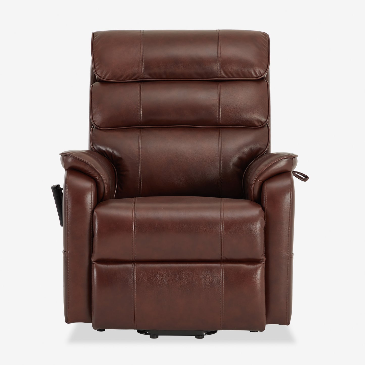 Brown Real Leather Recliner With Full Lay Flat Heating & Massage