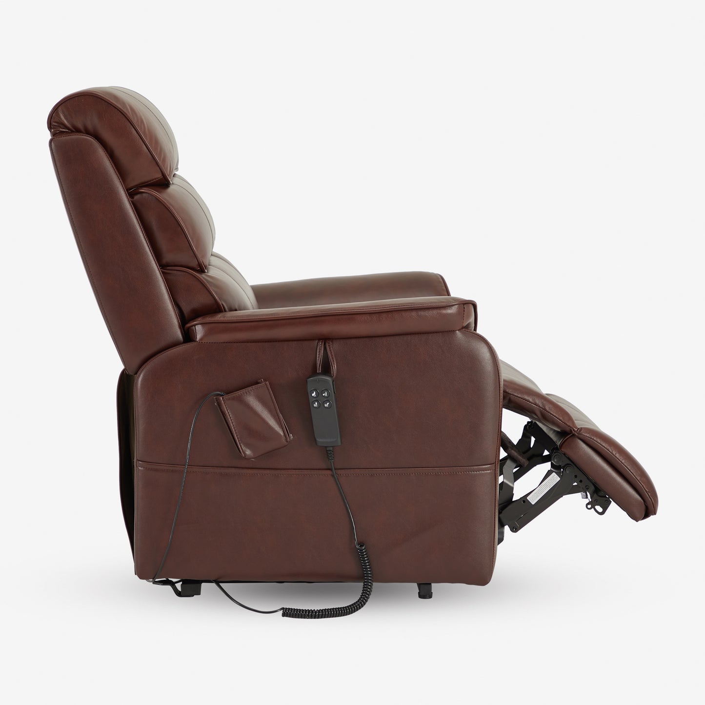 Brown Real Leather Recliner With Full Lay Flat Heating & Massage