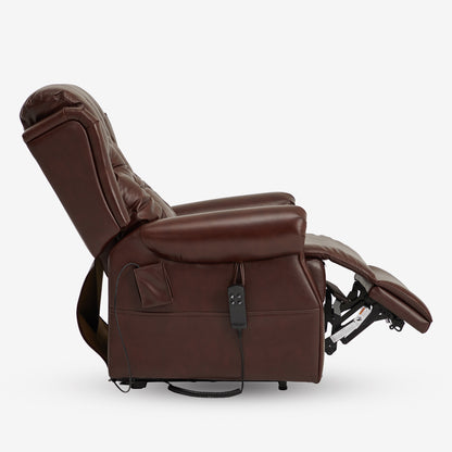 Real Leather Lift Recliner With Lay Flat And Heating Massage