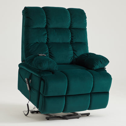 9205 Big Man Recliner - 400 LB Wide Seat Full Lay Flat Infinite Potsitions(Velvet Fabric Dark Green)