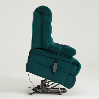 9205 Big Man Recliner - 400 LB Wide Seat Full Lay Flat Infinite Potsitions(Velvet Fabric Dark Green)