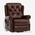 Real Leather Lift Recliner With Lay Flat And Heating Massage