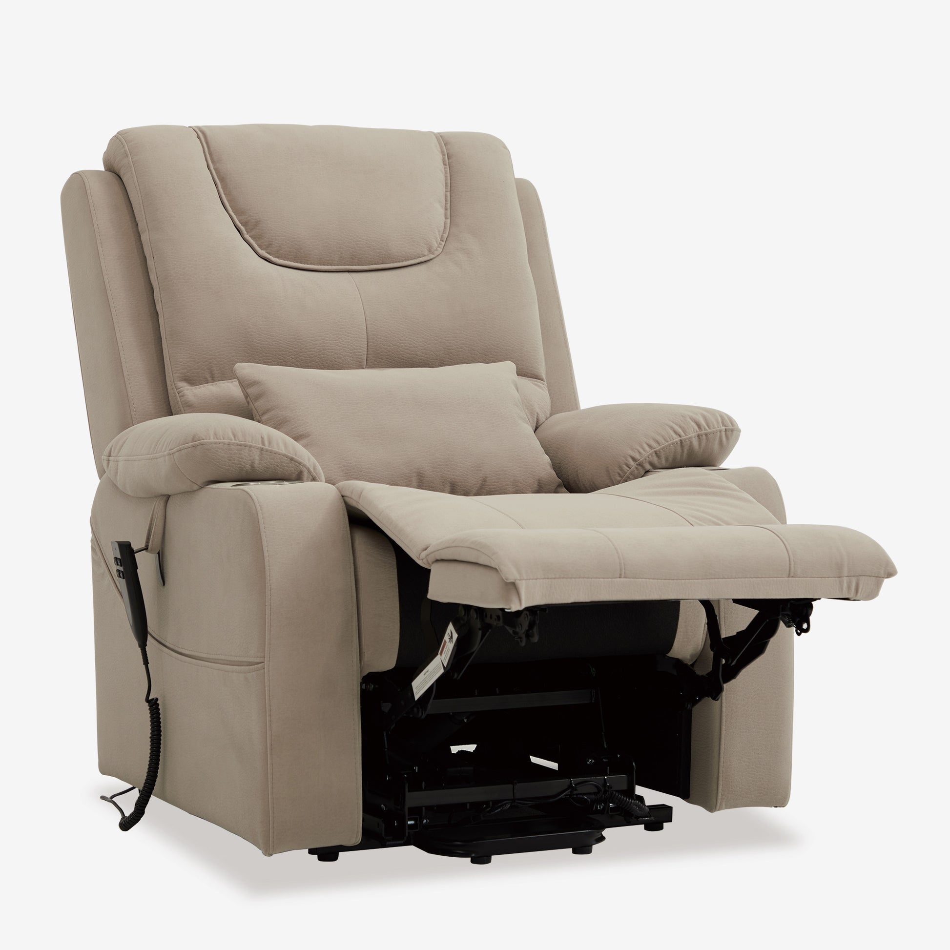 Lay Flat Recliner With Heat And Massage With Cup Holder