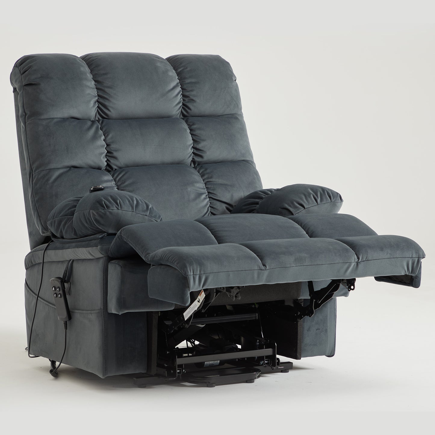 9205 Big Man Recliner - 400 LB Wide Seat Full Lay Flat Infinite Potsitions(Velvet Fabric Dark Gray)