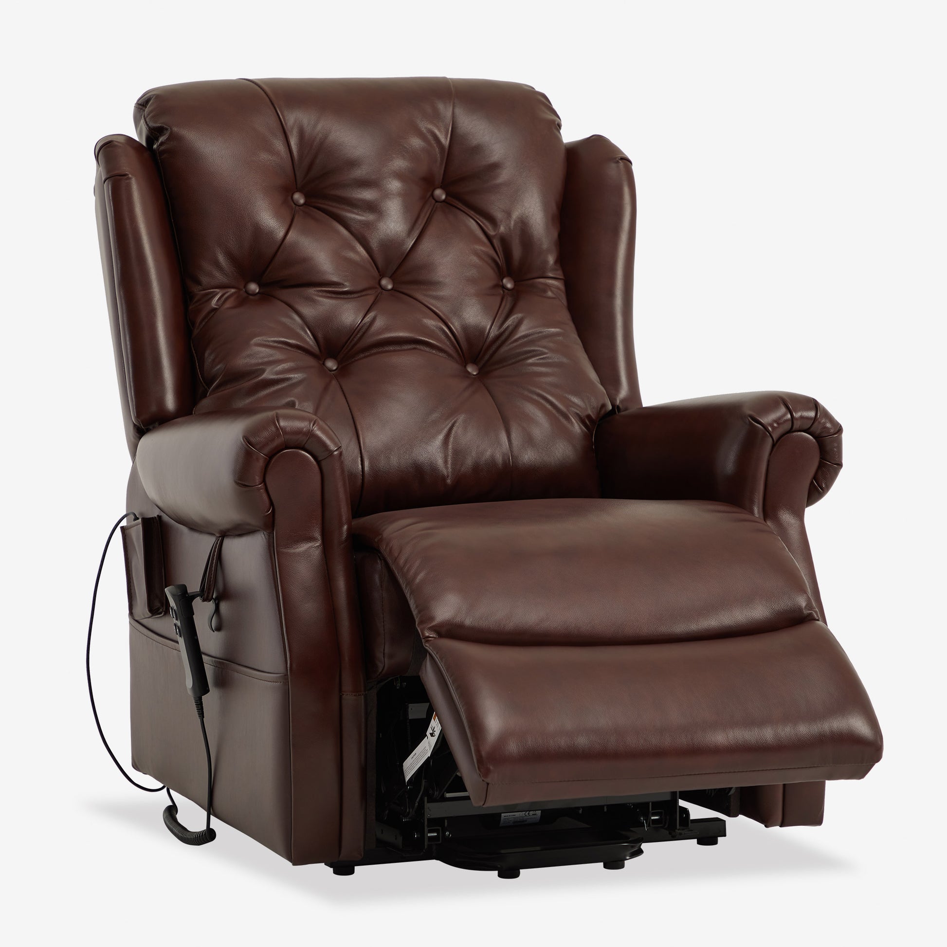 Real Leather Lift Recliner With Lay Flat And Heating Massage