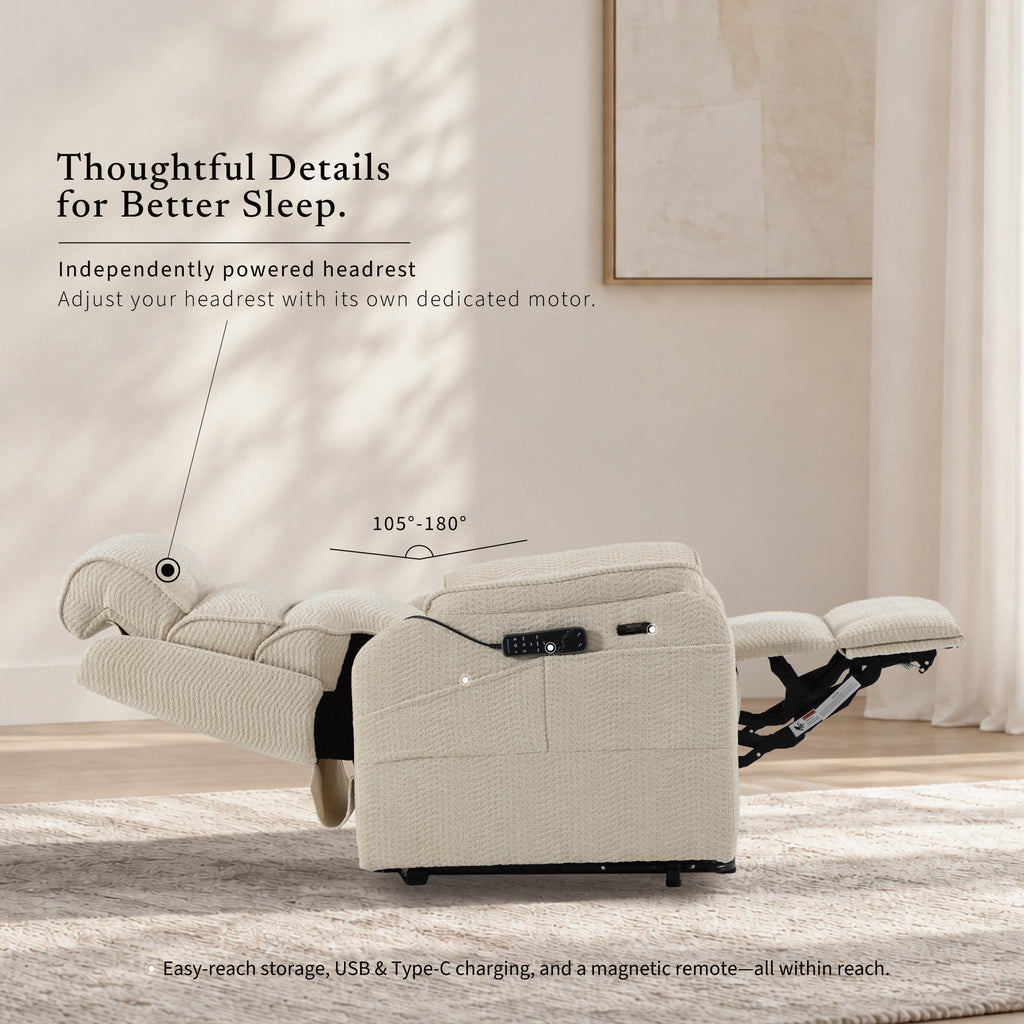9188S Pro Small Power Lift Recliner – 300 lb, Triple Motor, All-in-One Remote, Lay Flat, Heat & Massage