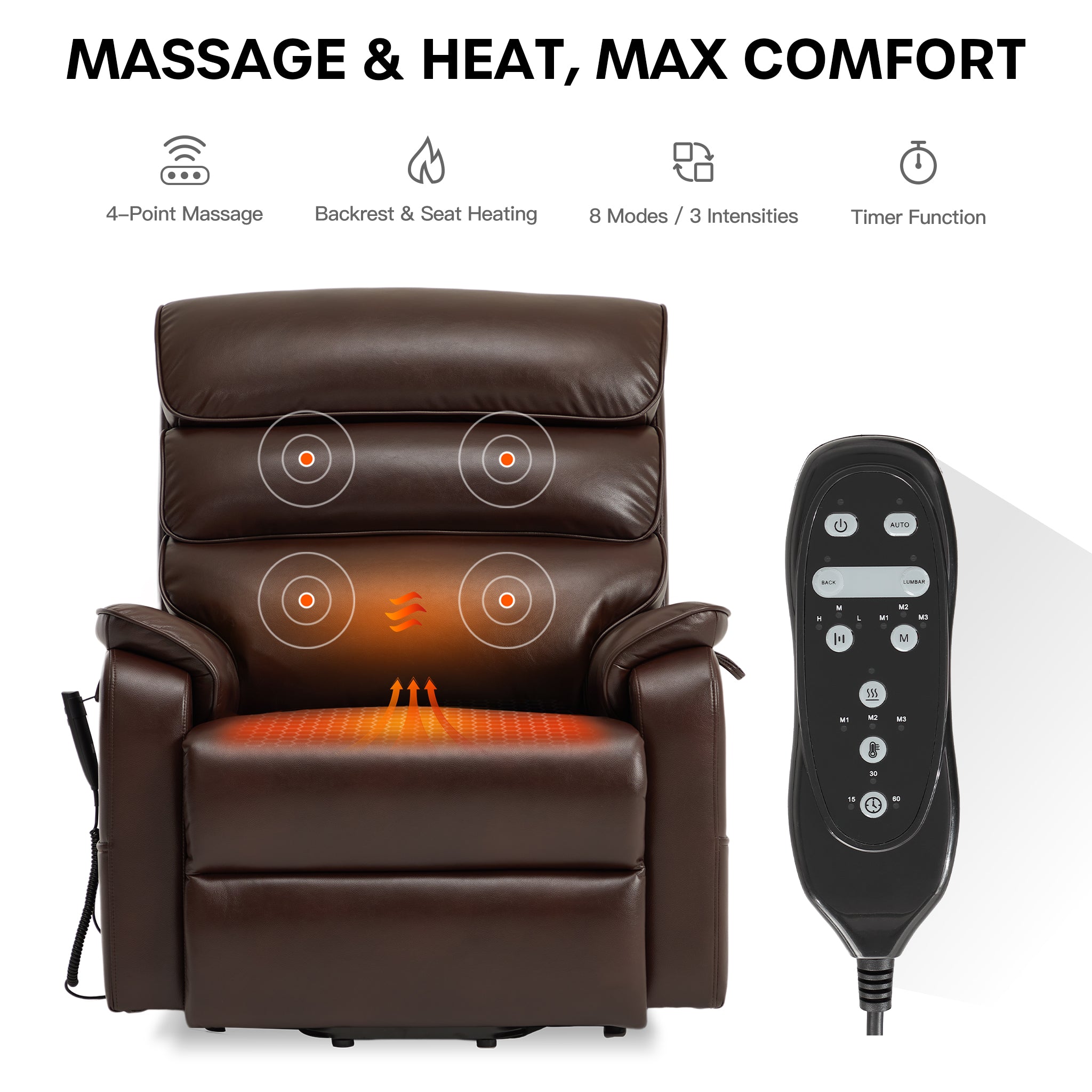 Power Lift & Recline Chair With Heat and Massage, Infinite Positon