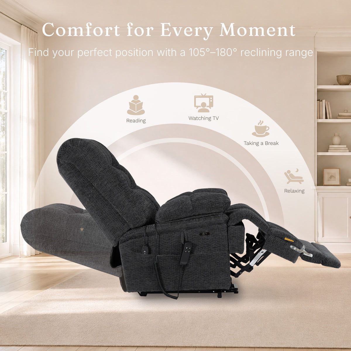 9205L Big & Tall Power Lift Recliner – Extended Footrest, Dual Motor, Heat & Massage, 400 lbs