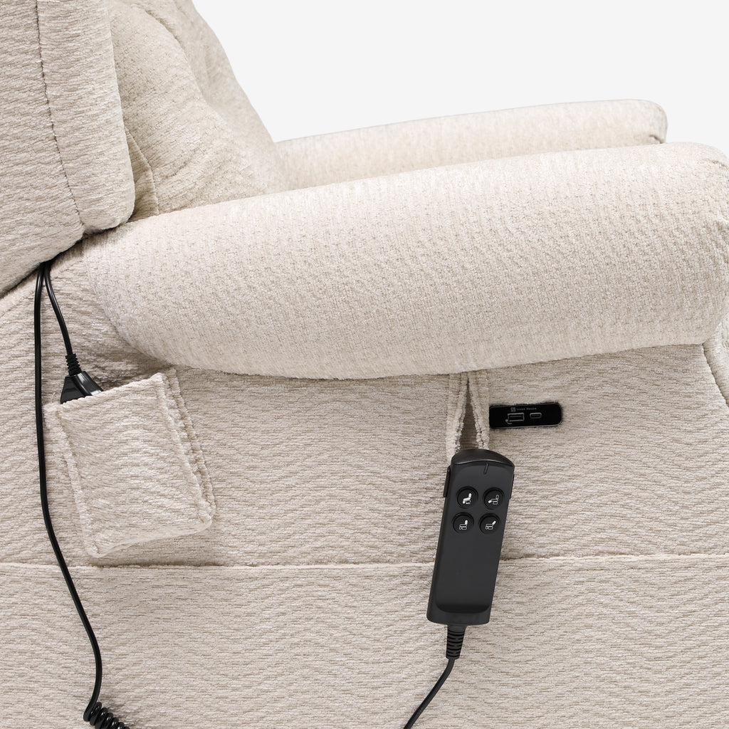 Lay Flat Lift Chair Recliner - Daul Motor, Heat & Massage