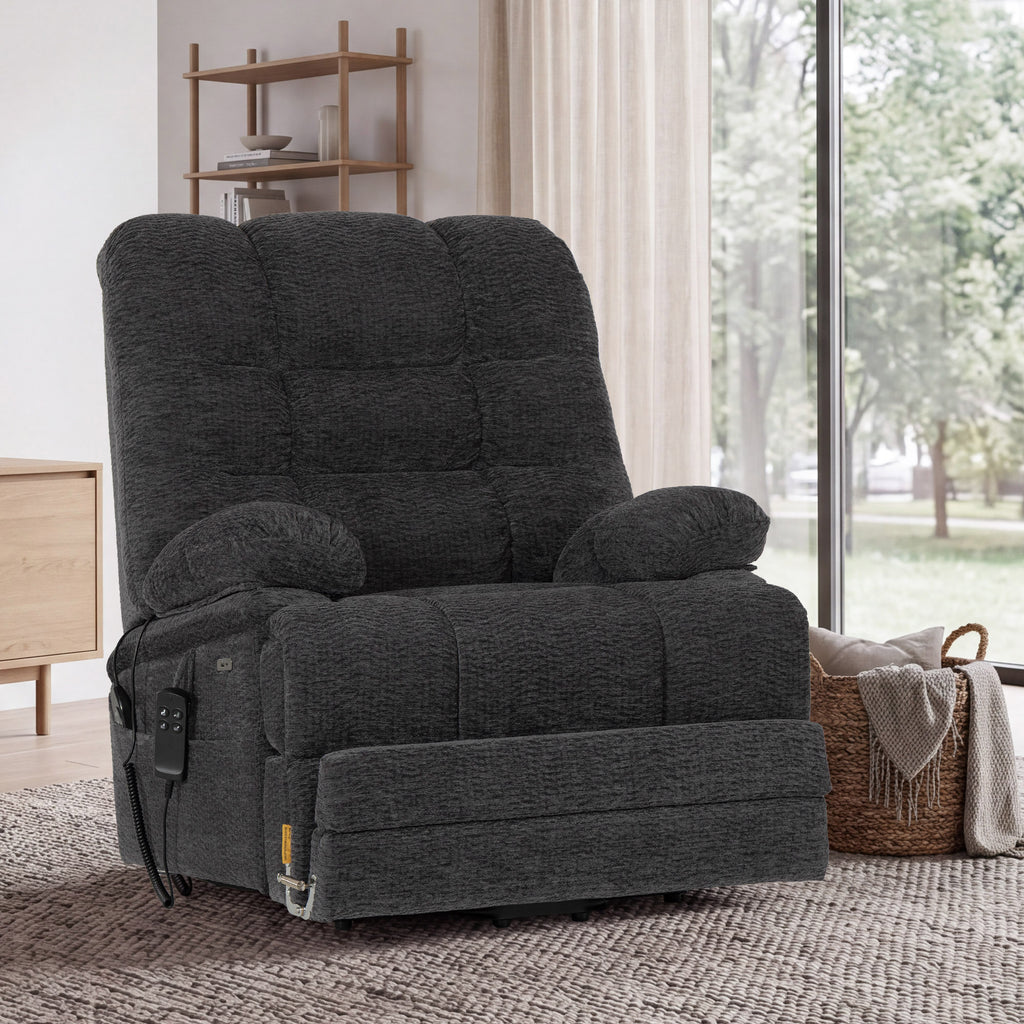 9205L Big & Tall Power Lift Recliner – Extended Footrest, Dual Motor, Heat & Massage, 400 lbs