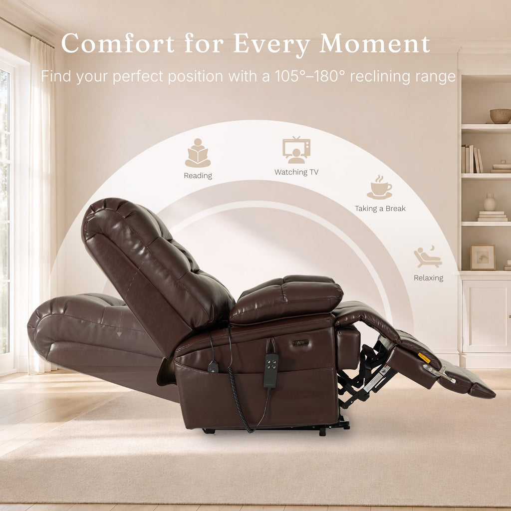 9205L Big & Tall Power Lift Recliner – Extended Footrest, Dual Motor, Heat & Massage, 400 lbs