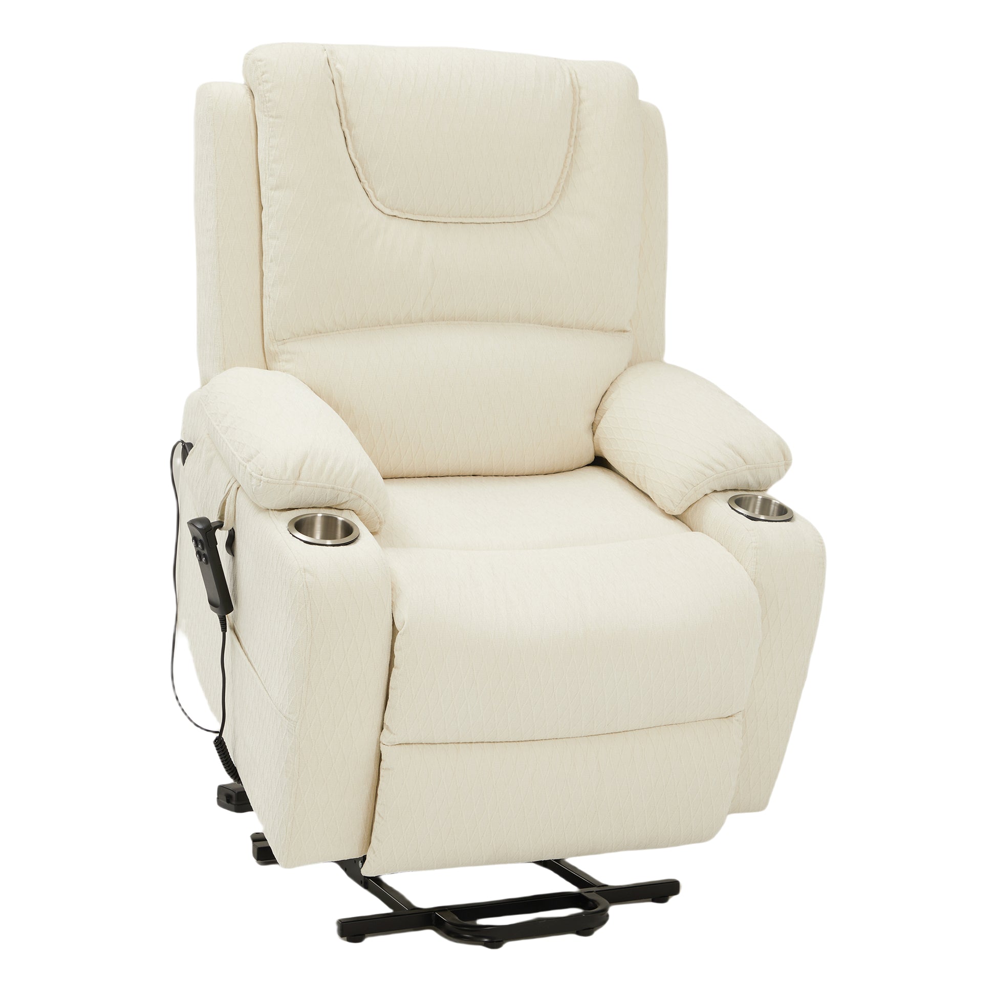 9196 Power Lift Lay Flat Recliner With Heat Massage And Cup Holder(Large)