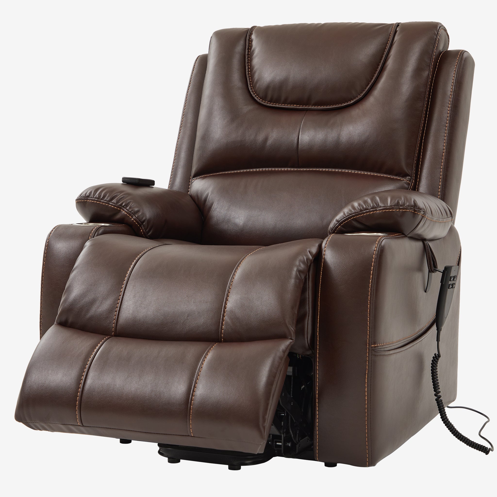 Lay Flat Power Recliner Lift Chair With Heat Massage And Cup Holder