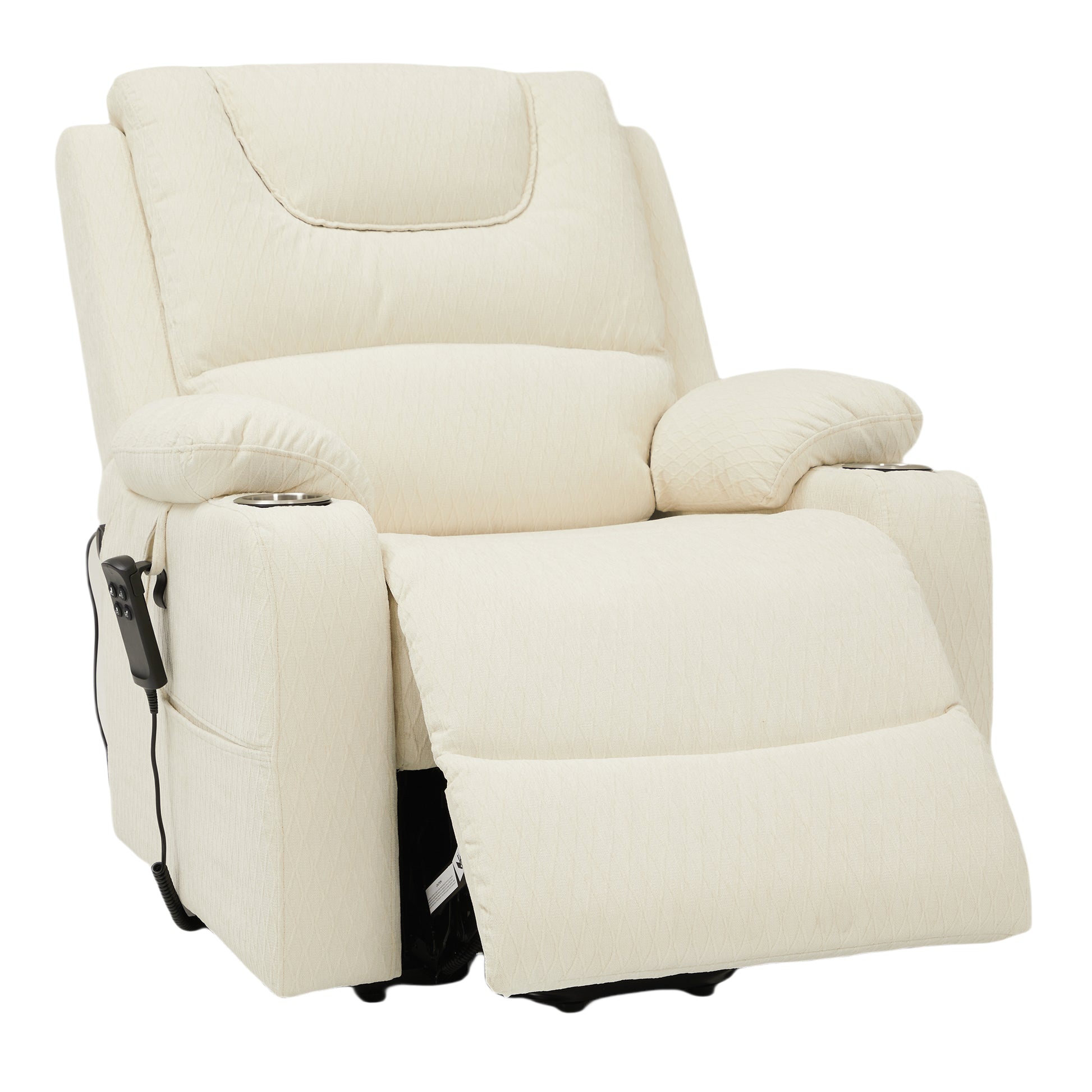 9196 Power Lift Lay Flat Recliner With Heat Massage And Cup Holder(Large)