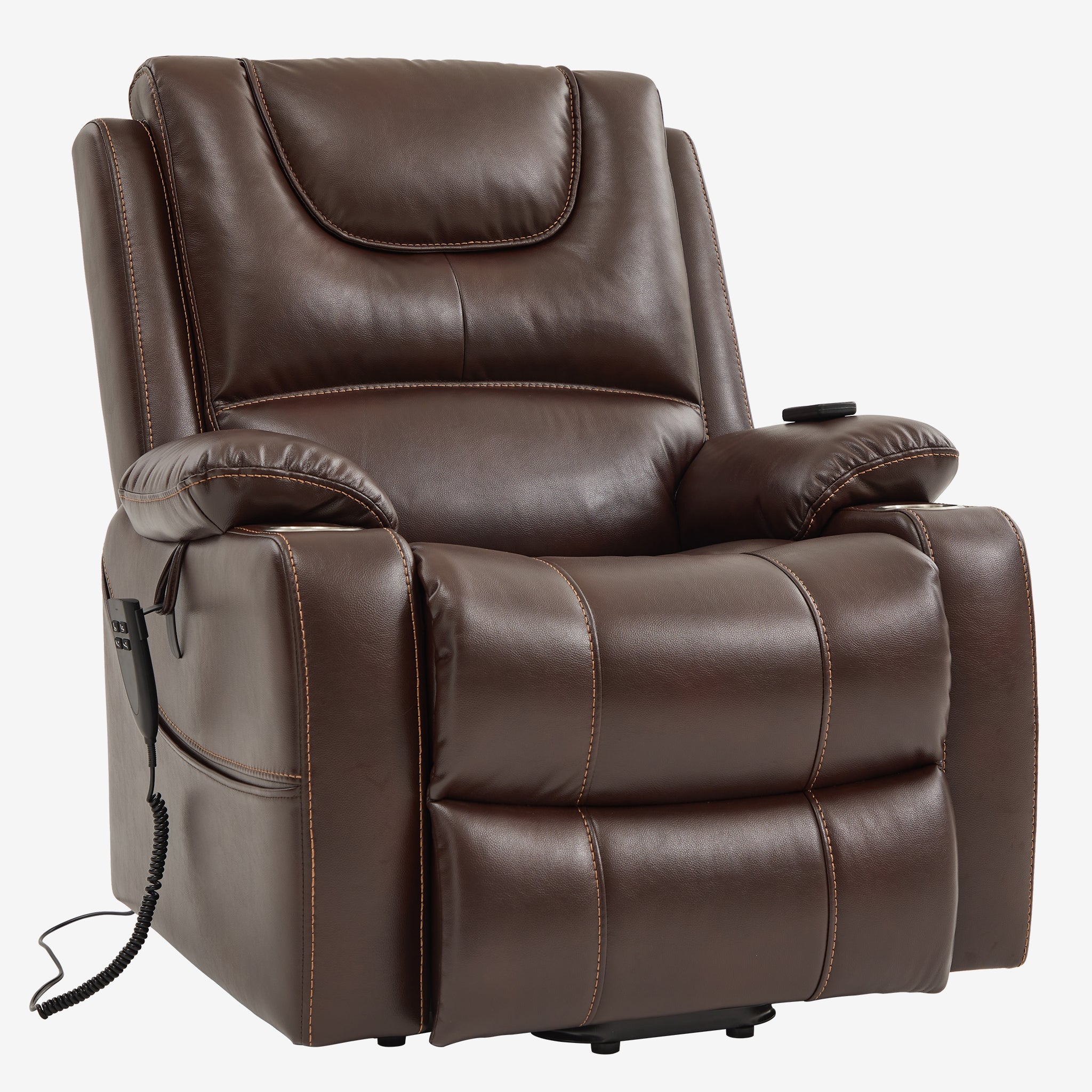 Lay Flat Power Recliner Lift Chair With Heat Massage And Cup Holder