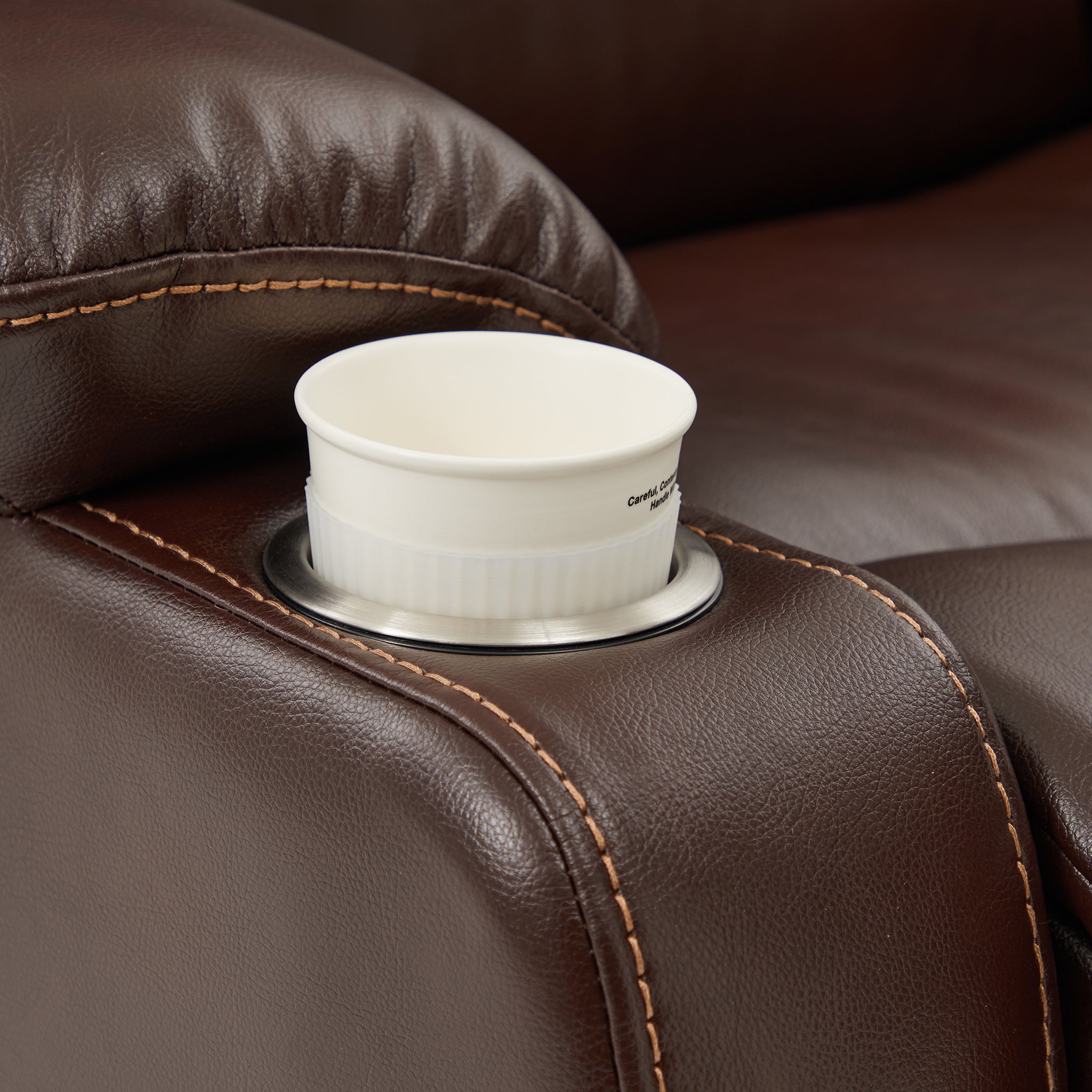 9196 Power Lift Lay Flat Recliner With Heat Massage And Cup Holder(Large, Faux Leather Brown)