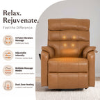 9188 Medium Power Lift Recliner – Dual Motor, Lay Flat, Heat & Massage, Top Grain Leather