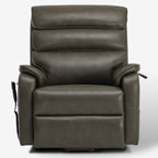 Irene House 9188E gray breathable leather wide power lift recliner shown upright from the front