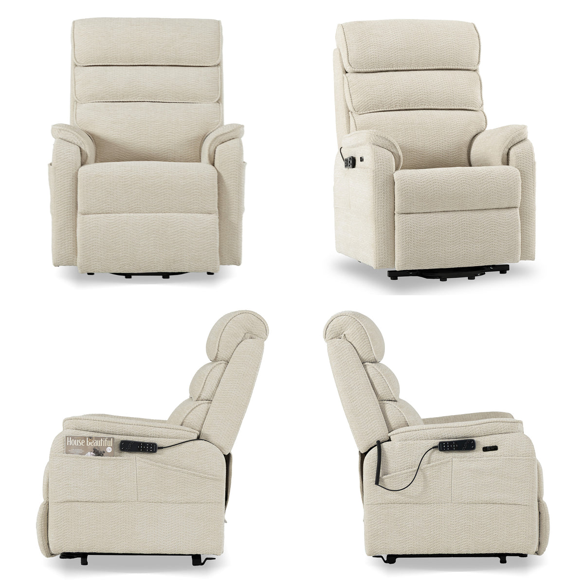 9188S Pro Small Power Lift Recliner – 300 lb, Triple Motor, All-in-One Remote, Lay Flat, Heat & Massage