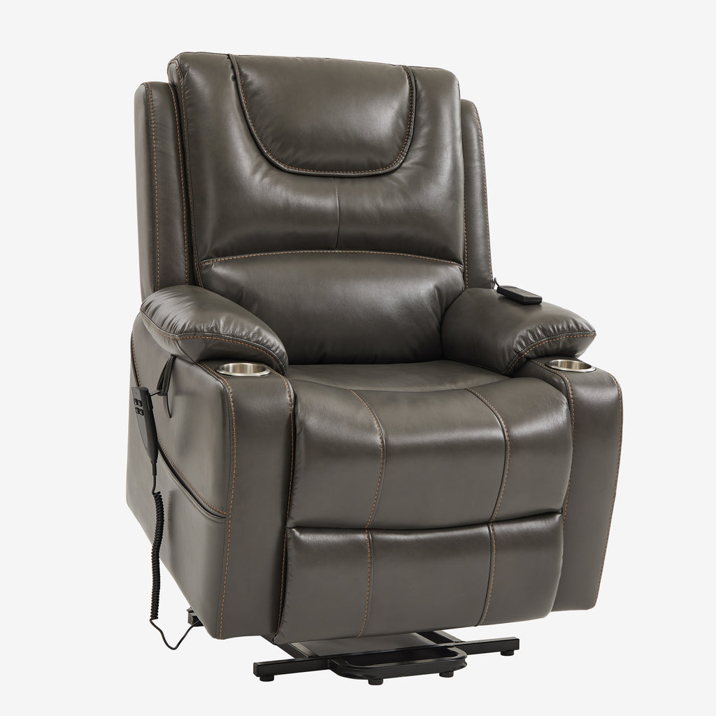 9196 Large Power Lift Recliner – Dual Motor, Cup Holder, Lay Flat, Heat & Massage