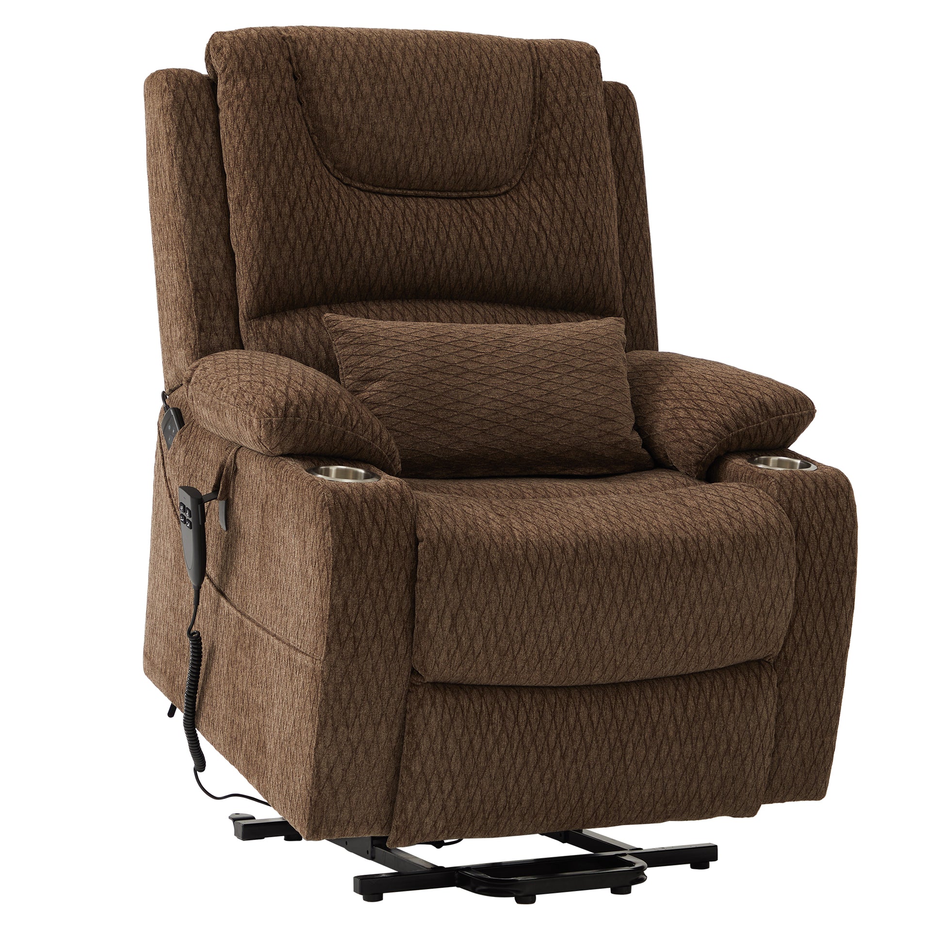 9196 Power Lift Lay Flat Recliner With Heat Massage And Cup Holder(Large)