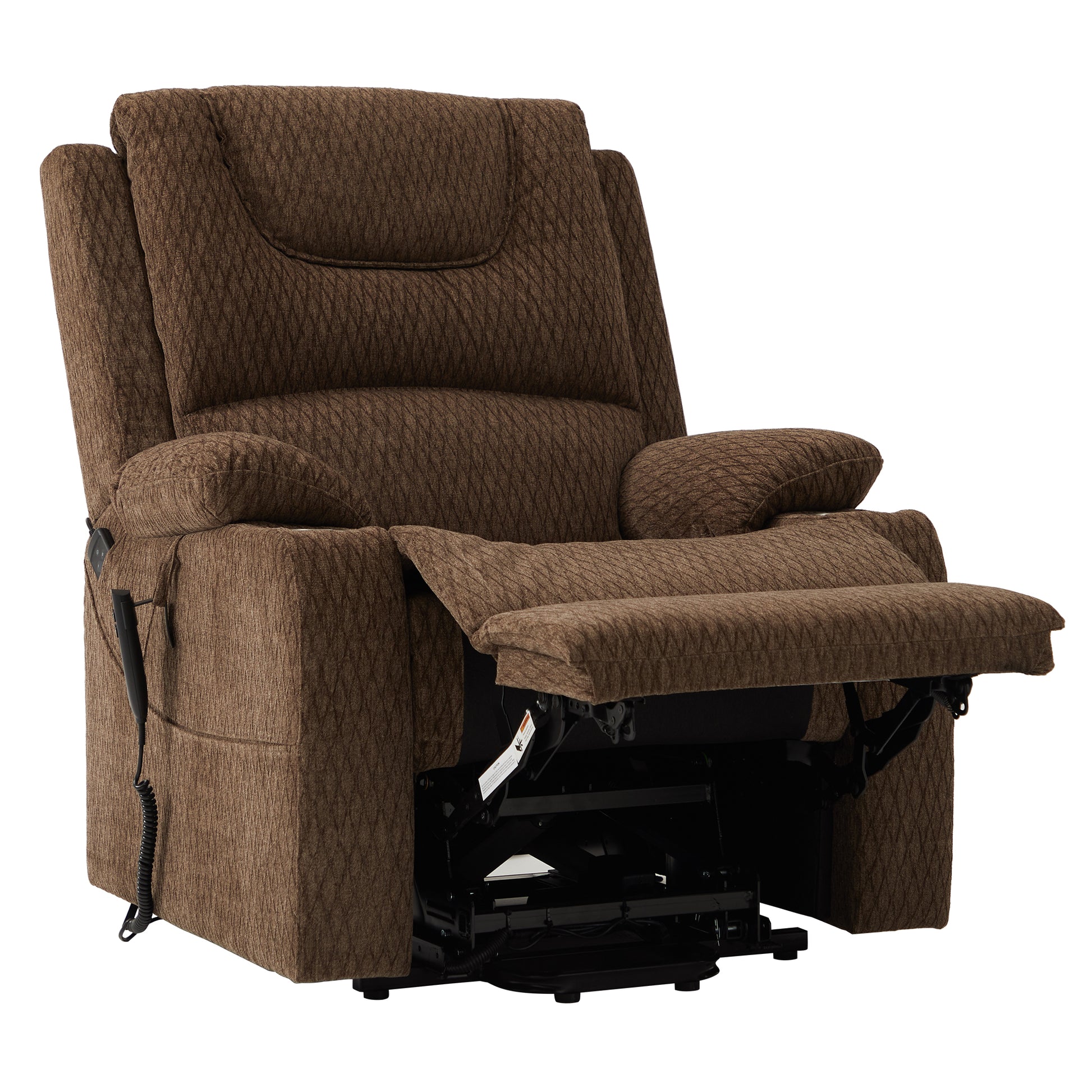 9196 Power Lift Lay Flat Recliner With Heat Massage And Cup Holder(Large)