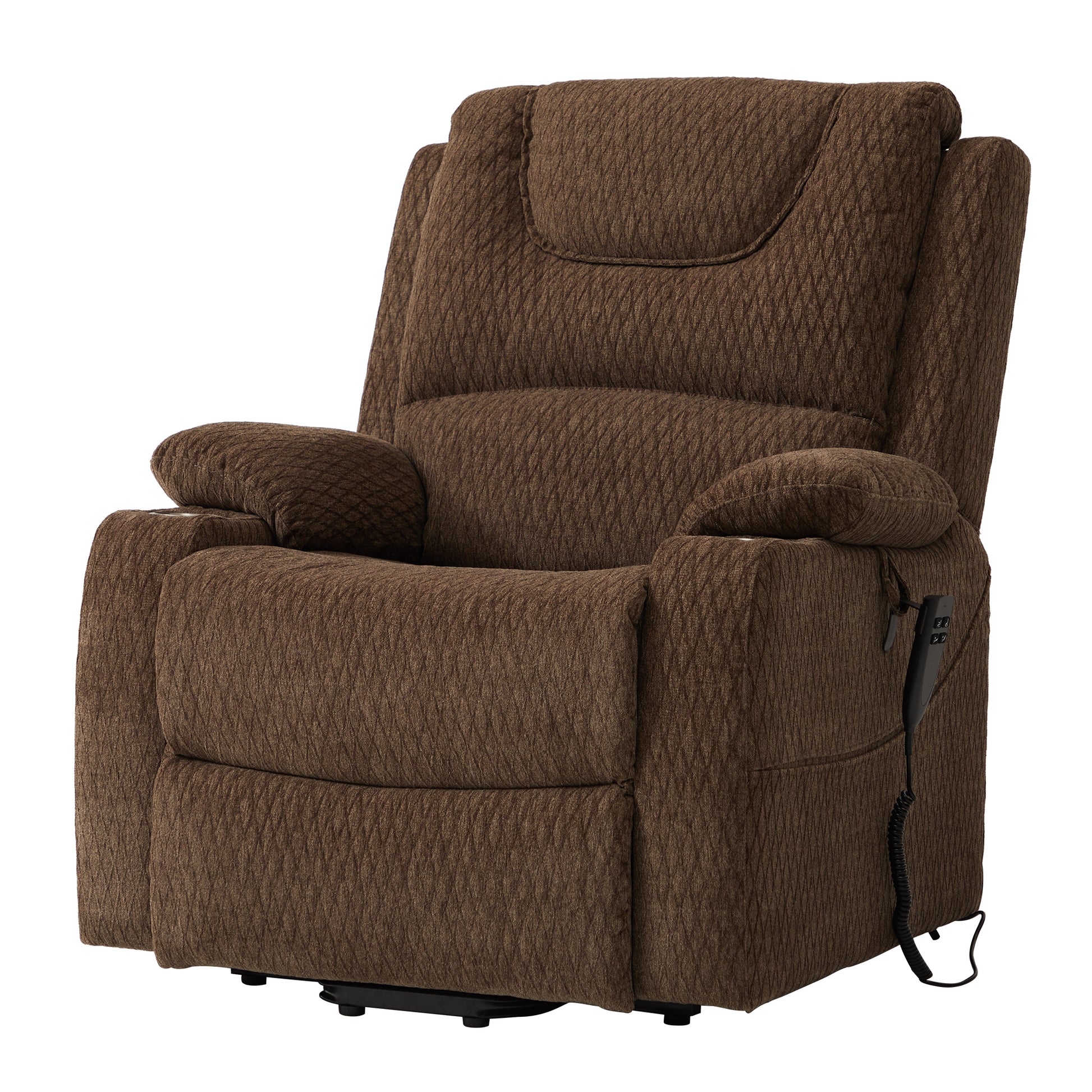 9196 Power Lift Lay Flat Recliner With Heat Massage And Cup Holder(Large)
