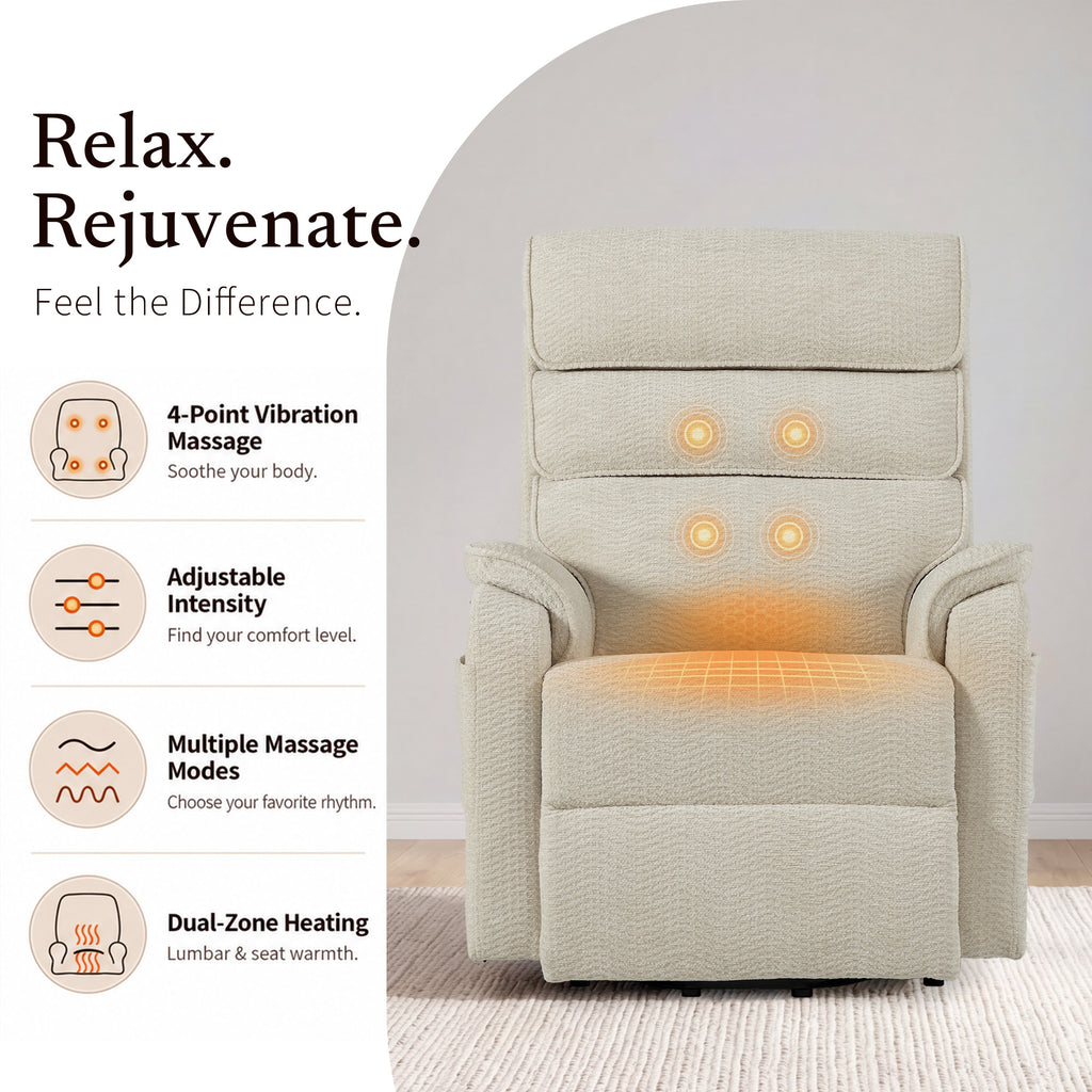 9188 Pro Medium Power Lift Recliner – Triple Motor, Adjustable Headrest, Lay Flat, Heat & Massage