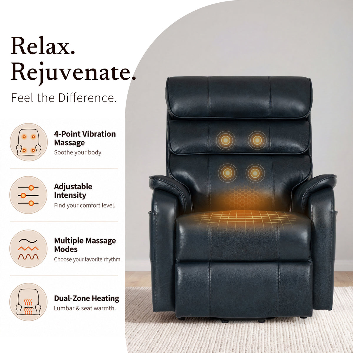 9188 Pro Medium Power Lift Recliner – Triple Motor, Adjustable Headrest, Lay Flat, Heat & Massage