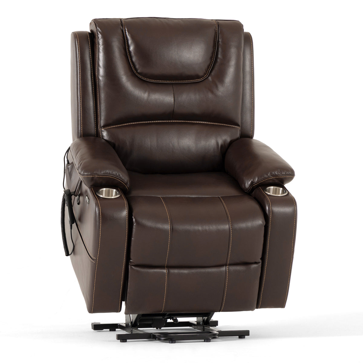 9196 Large Power Lift Recliner – Dual Motor, Cup Holder, Lay Flat, Heat & Massage