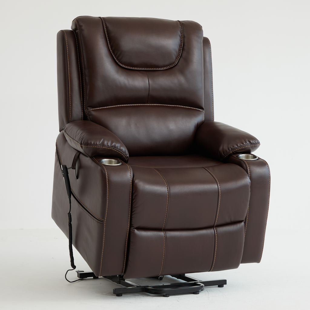 Lay Flat Power Recliner Lift Chair With Heat Massage And Cup Holder