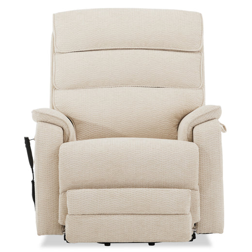 Irene House 9188ET beige chenille big and tall power lift recliner shown upright from the front