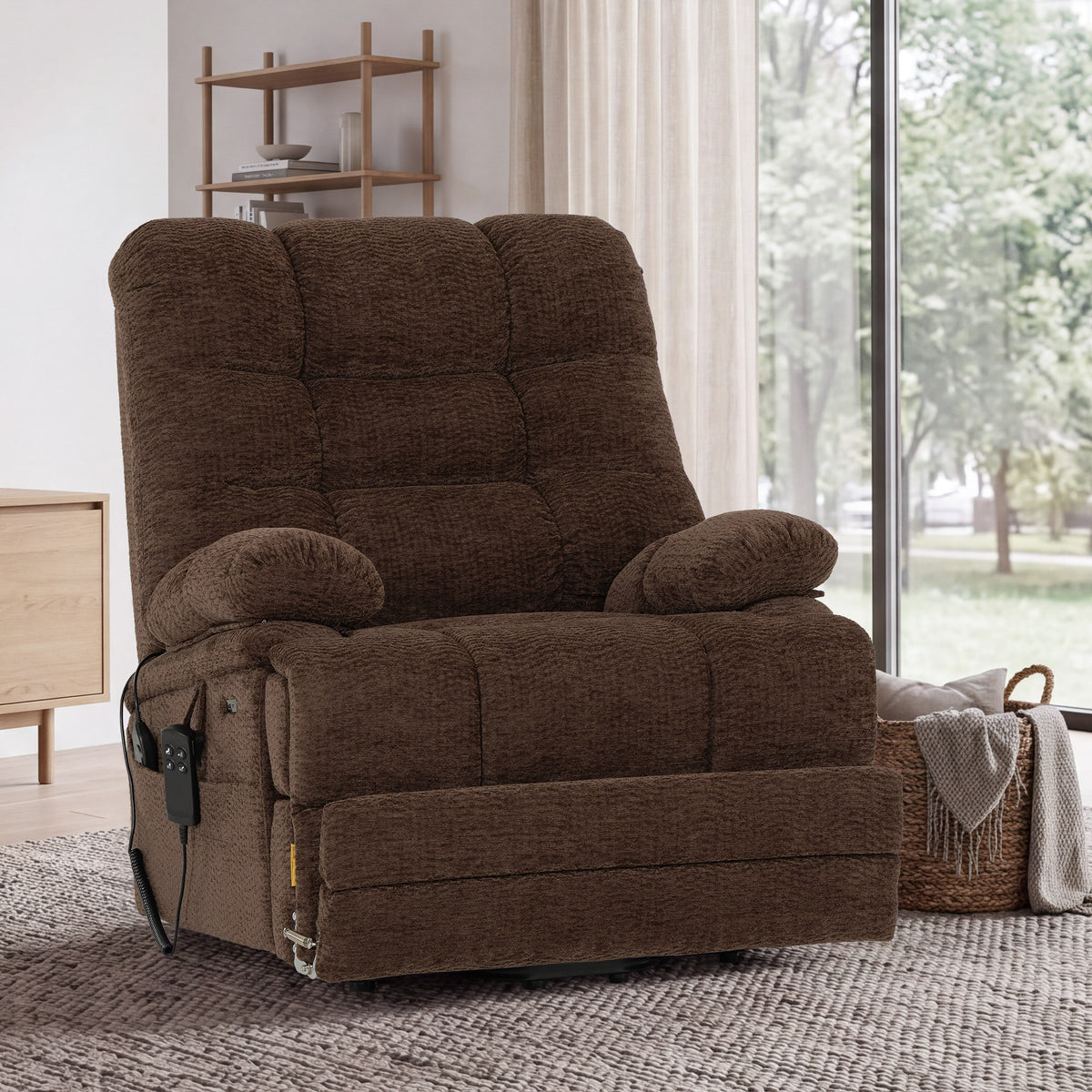9205L Big & Tall Power Lift Recliner – Extended Footrest, Dual Motor, Heat & Massage, 400 lbs