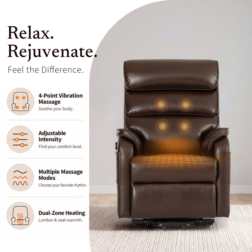 9188S Pro Small Power Lift Recliner – 300 lb, Triple Motor, All-in-One Remote, Lay Flat, Heat & Massage