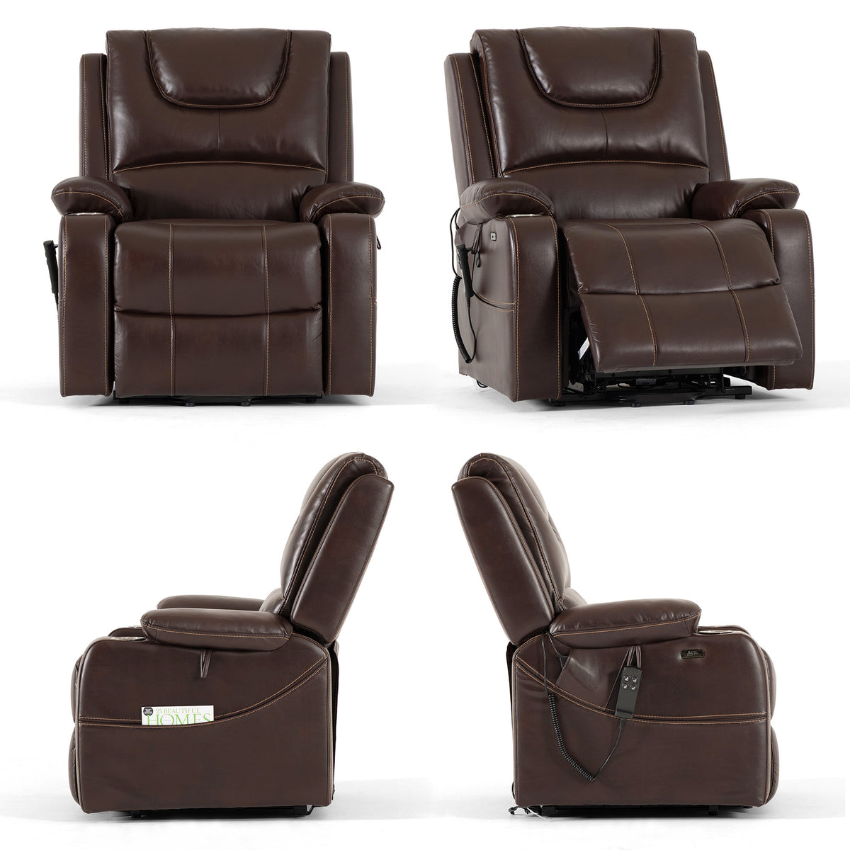 9196 Large Power Lift Recliner – Dual Motor, Cup Holder, Lay Flat, Heat & Massage