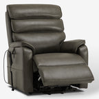 Irene House 9188E gray breathable leather recliner partly reclined with the footrest raised, seen at a three-quarter angle