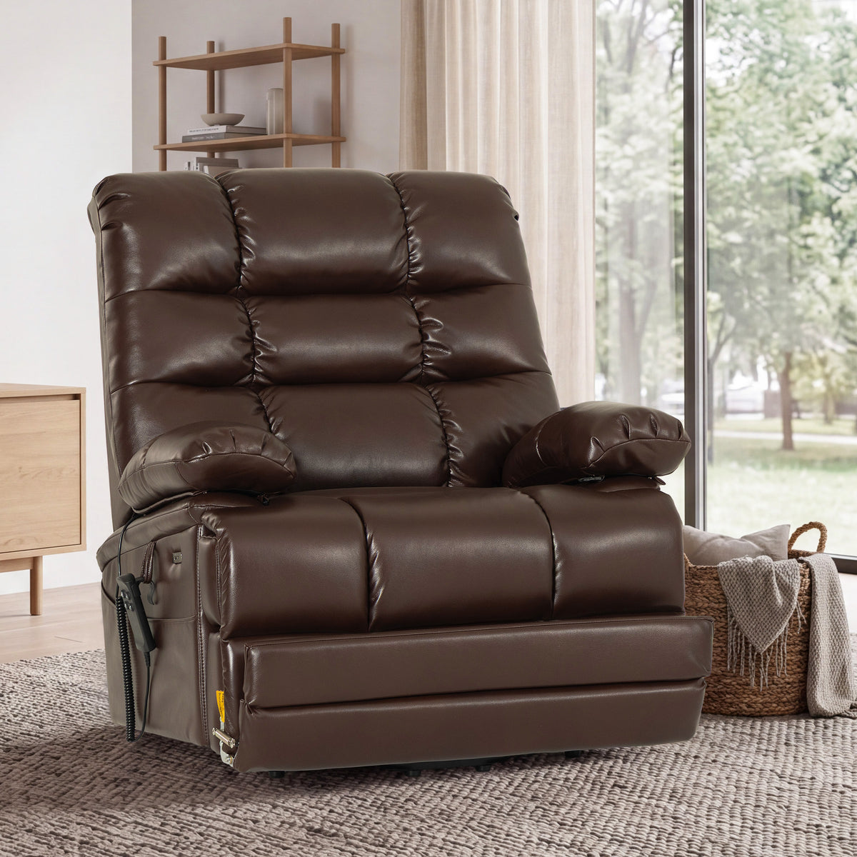 9205L Big & Tall Power Lift Recliner – Extended Footrest, Dual Motor, Heat & Massage, 400 lbs