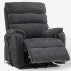 Irene House 9188E dark gray chenille recliner partly reclined with the footrest raised, seen at a three-quarter angle