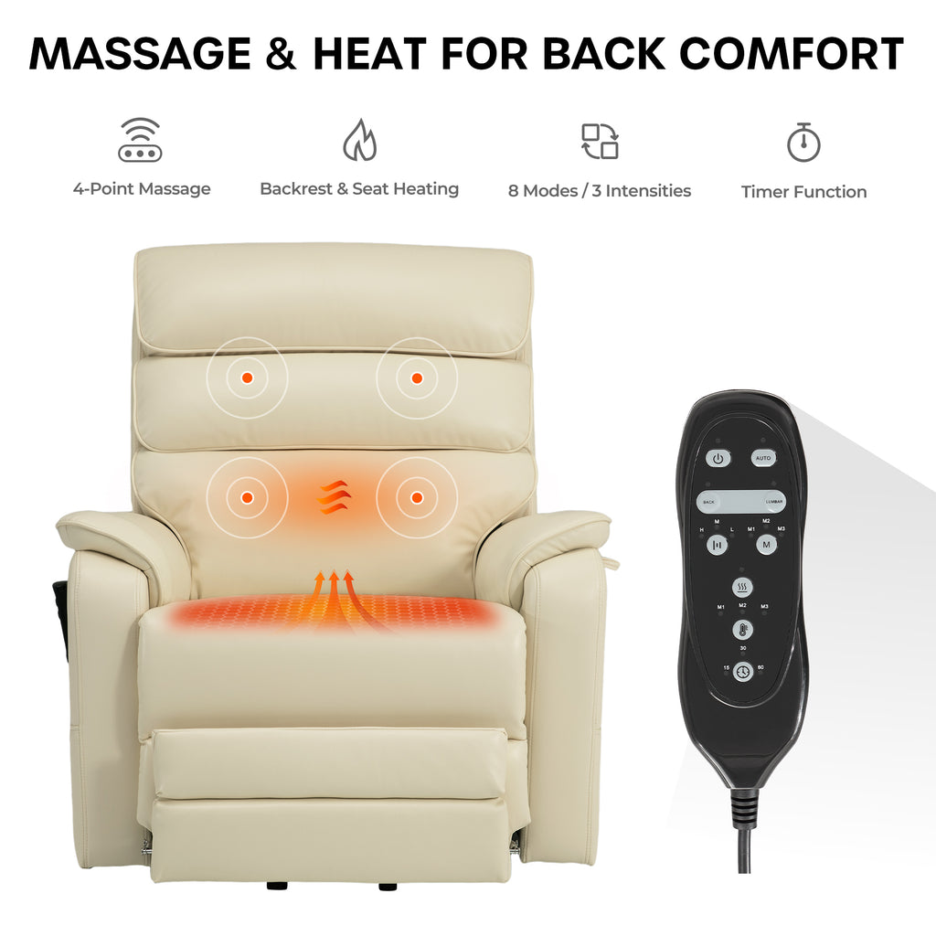 Lift Chair Recliner For Tall Man With Extended Footrest Heat & Massage